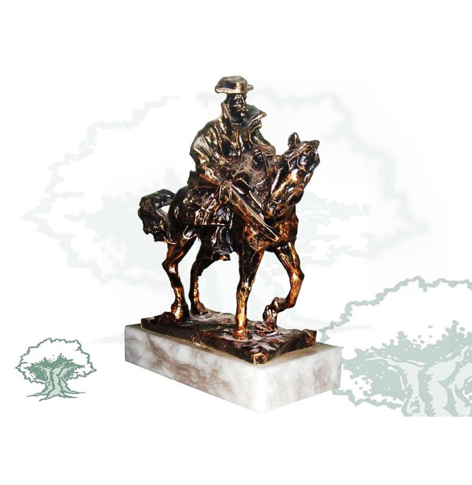 Figura Guardia Civil en caballo de cuello torcido color bronce pequeña