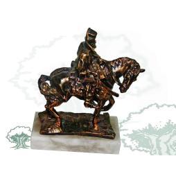 Figura Guardia Civil en caballo de cuello torcido color bronce grande