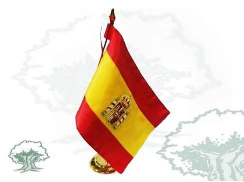 Bandera de sobremesa con peana metálica