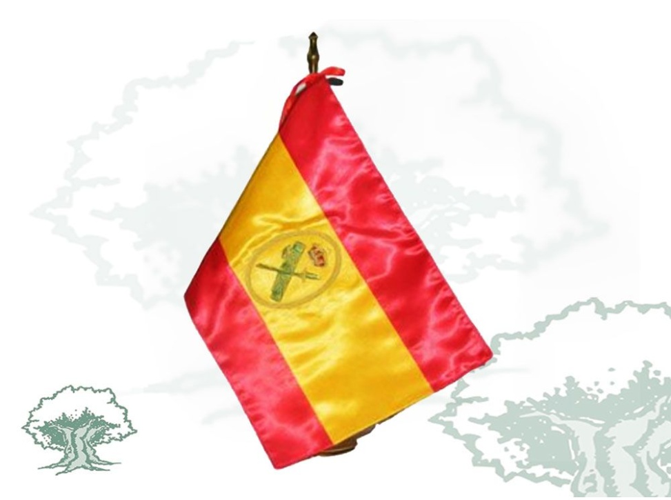 Bandera sobremesa peana metálica