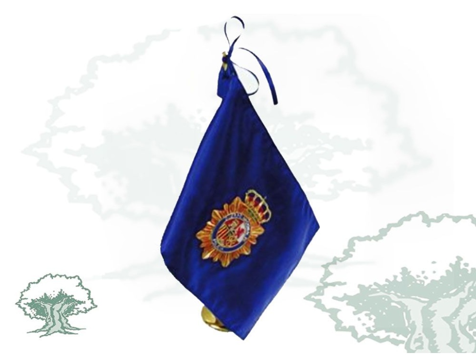 Bandera sobremesa peana metálica