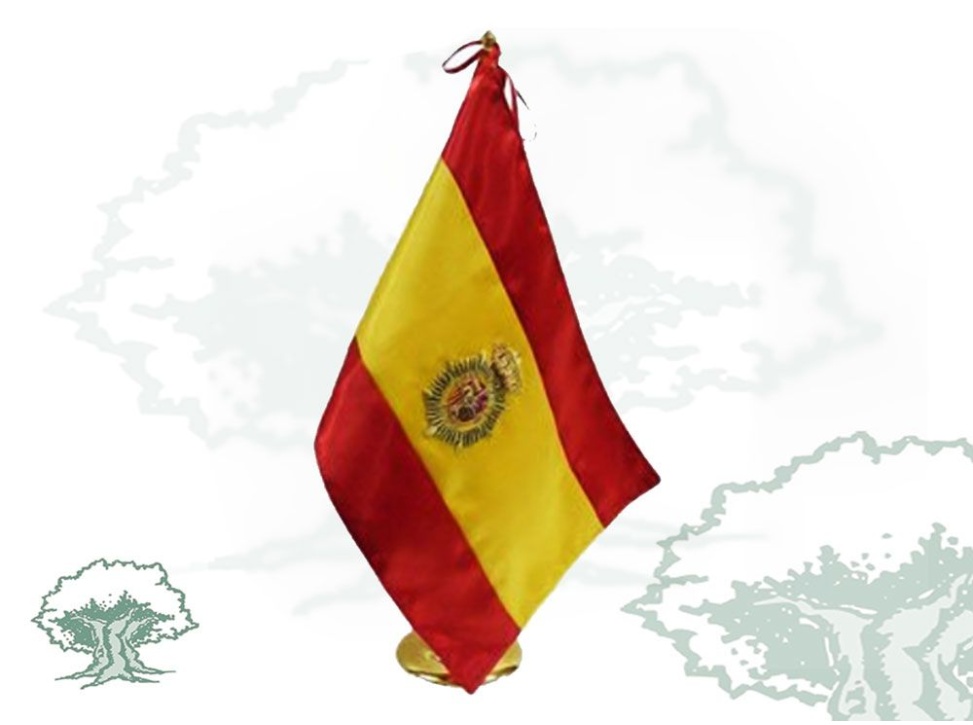 Bandera sobremesa peana metálica