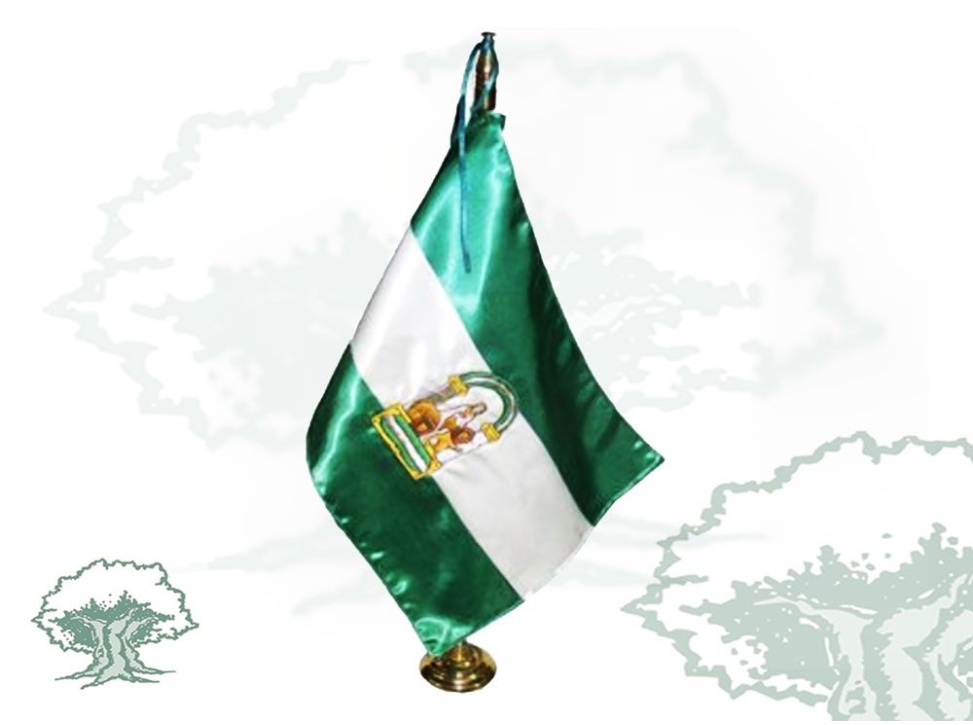 Bandera sobremesa peana metálica