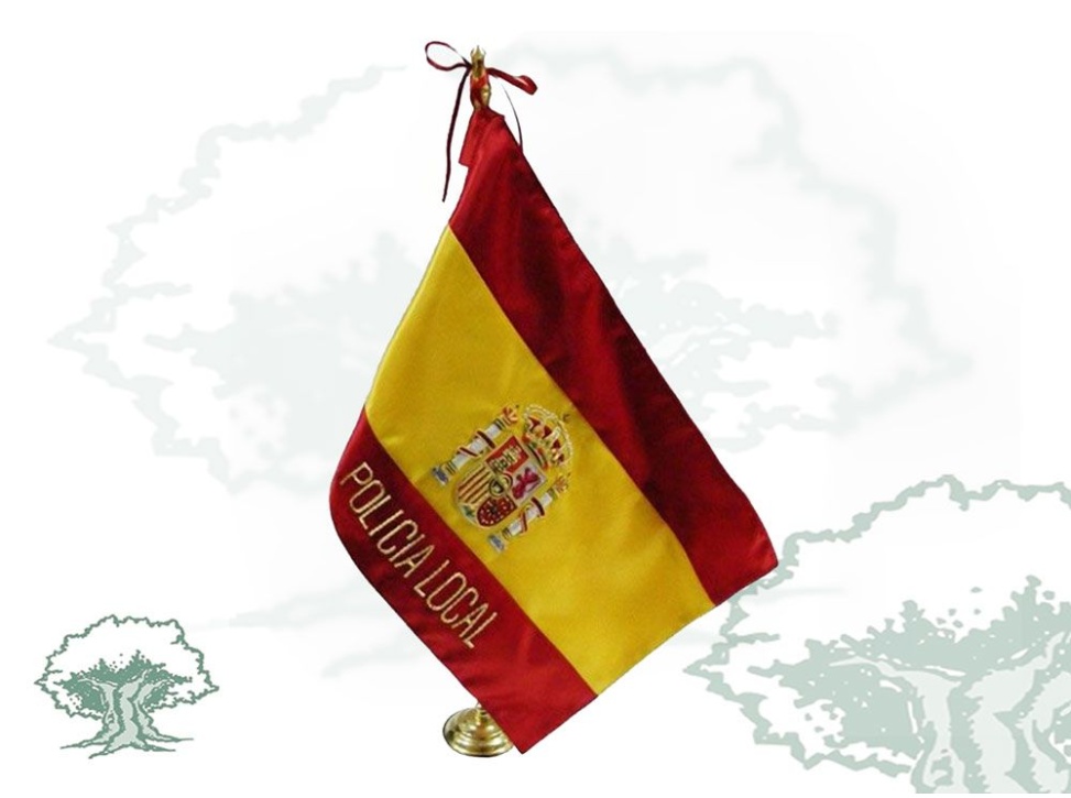 Bandera sobremesa peana metálica