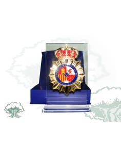 Placa dedicatoria de cristal Policía Nacional 2
