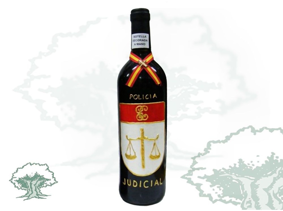Botella de vino Policía Judicial Guardia Civil