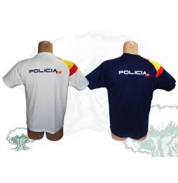 Camiseta técnica Policía Nacional con bandera de España