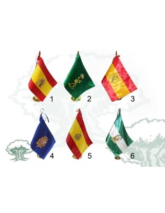 Bandera sobremesa peana metálica