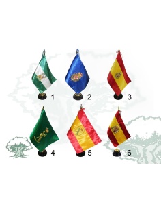 Bandera de sobremesa con peana circular