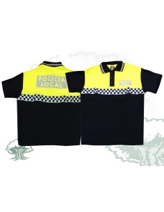 Polo Policía Local manga corta bicolor con damero en cuello y pecho