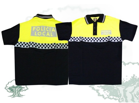 Polo bicolor de manga corta Policía Local con damero en cuello y pecho Polo bicolor de manga corta Policía Local con damero en cuello y pecho