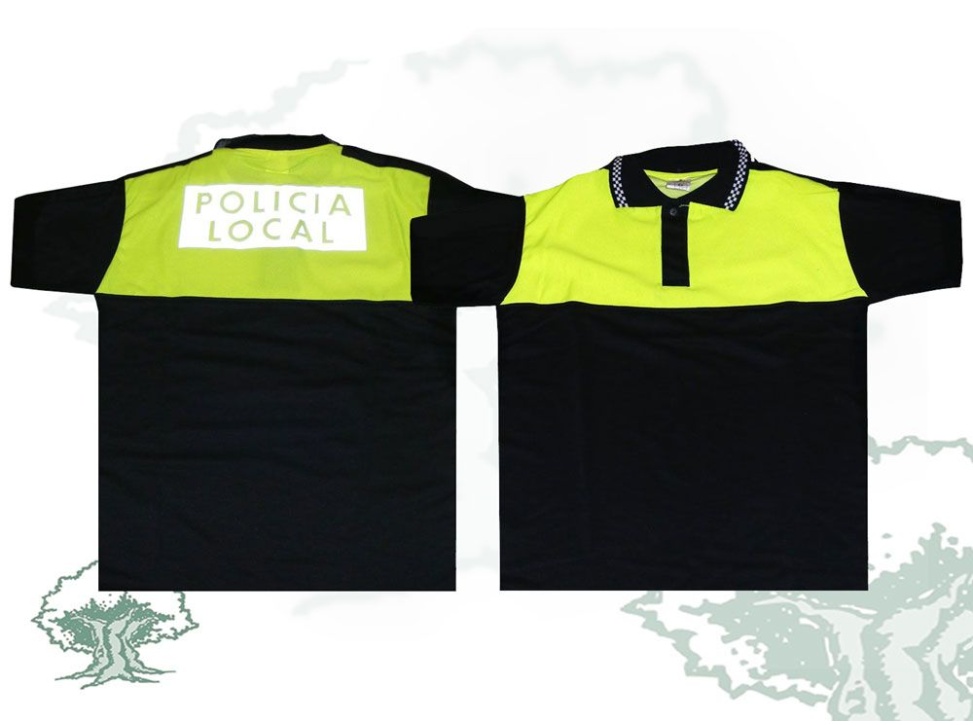 Polo bicolor de manga corta Policía Local con damero en cuello