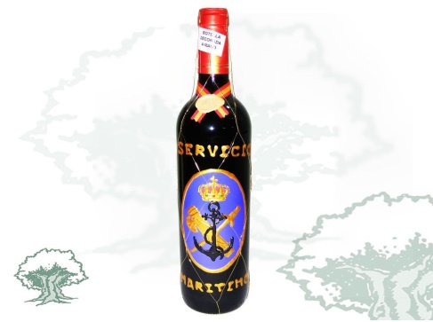 Botella de vino Servicio Marítimo Guardia Civil
