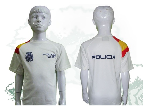 Camiseta técnica de niño Policía Nacional en blanco