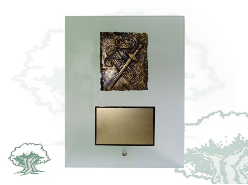 Placa dedicatoria de cristal traslúcido Guardia Civil resina