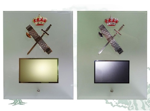 Placa dedicatoria de cristal traslúcido Guardia Civil