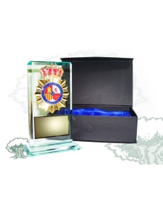 Placa dedicatoria de cristal biselado Policía Nacional 2