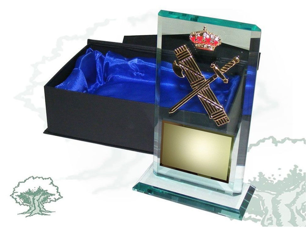 Placa dedicatoria de cristal biselado Guardia Civil