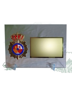 Placa Policía Nacional de cristal horizontal 2
