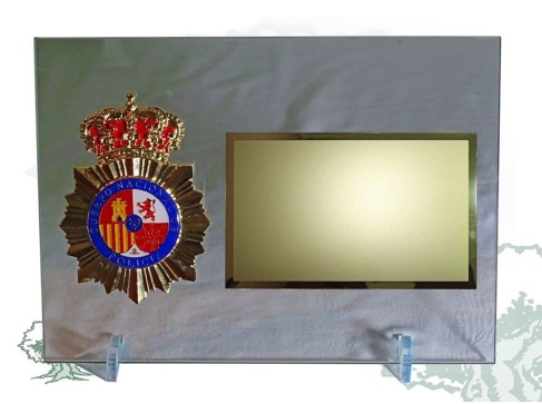 Placa Policía Nacional de cristal horizontal
