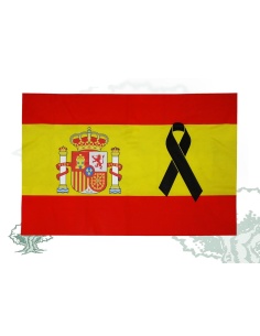 Bandera España con lazo negro