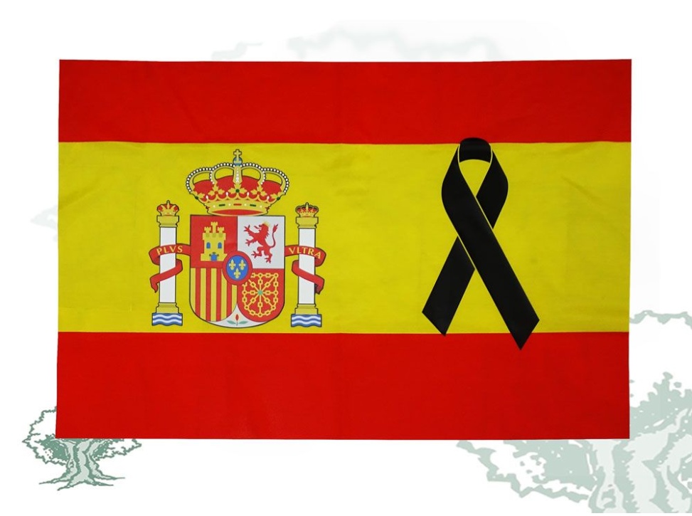 Bandera España con lazo negro