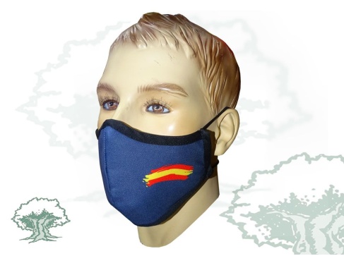 Mascarilla higiénica reutilizable azul con bandera de España