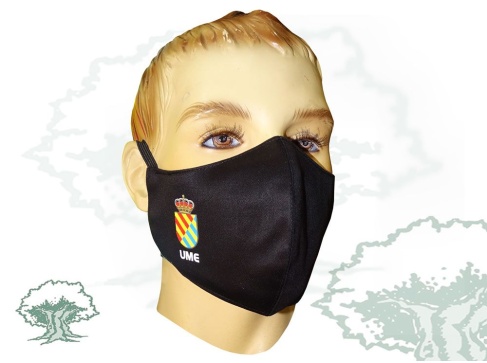 Mascarilla Unidad Militar Emergencias negra textil higiénica
