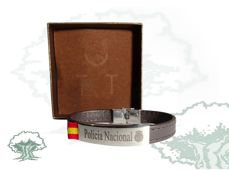Pulsera Policía Nacional de cuero y metal