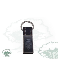 Llavero Policía Nacional cuero y metal