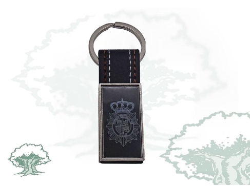 Llavero de cuero y metal de la Policía Nacional