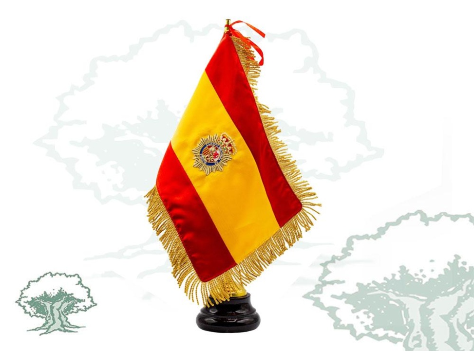Bandera España sobremesa Policía Nacional