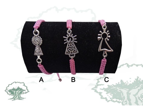 Pulsera Virgen del Pilar de macramé rosa