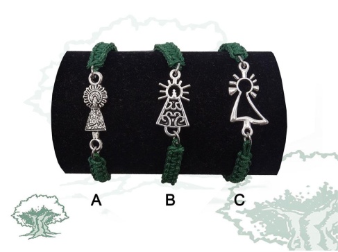 Pulsera Virgen del Pilar de macramé verde