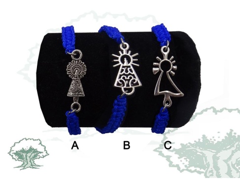 Pulsera Virgen del Pilar de macramé azul