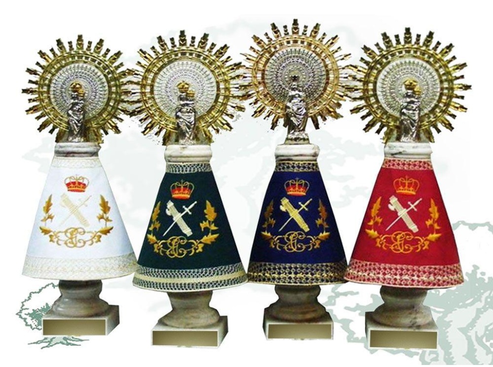 Figura Virgen del Pilar Guardia Civil peana blanca