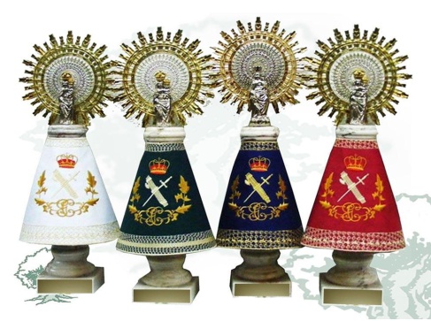 Figura Virgen del Pilar Guardia Civil peana blanca Figura Virgen del Pilar Guardia Civil peana blanca