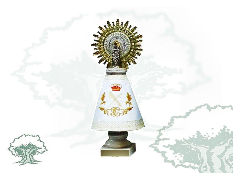 Figura Virgen del Pilar Guardia Civil peana blanca