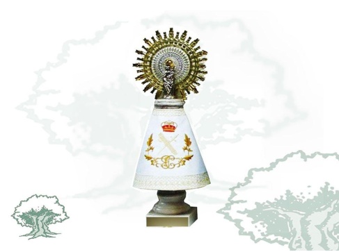 Figura Virgen del Pilar Guardia Civil peana blanca Figura Virgen del Pilar Guardia Civil peana blanca