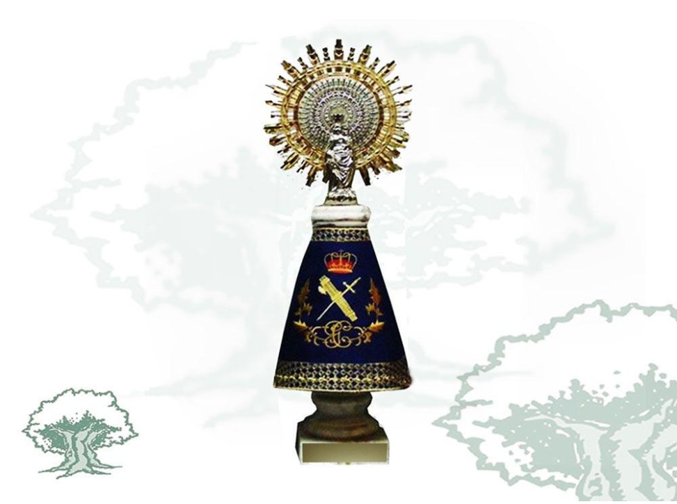 Figura Virgen del Pilar Guardia Civil peana blanca