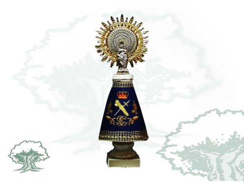 Figura Virgen del Pilar Guardia Civil peana blanca Figura Virgen del Pilar Guardia Civil peana blanca