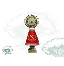 Figura Virgen del Pilar con manto de la Guardia Civil y peana en blanco