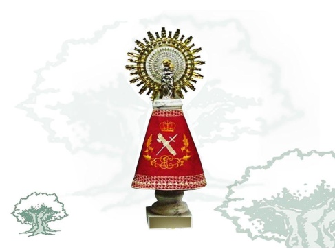 Figura Virgen del Pilar Guardia Civil peana blanca Figura Virgen del Pilar Guardia Civil peana blanca