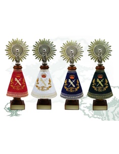 Figura Virgen del Pilar Guardia Civil peana marrón