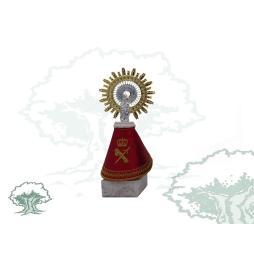 Figura Virgen del Pilar con manto de raso de la Guardia Civil