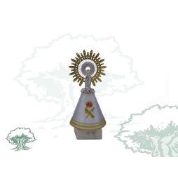 Figura Virgen del Pilar con manto de raso de la Guardia Civil