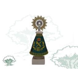 Figura Virgen del Pilar grande con manto de raso de la Guardia Civil