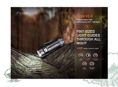 Linterna recargable mini Fenix E18R V2.0 de 1200 lúmenes