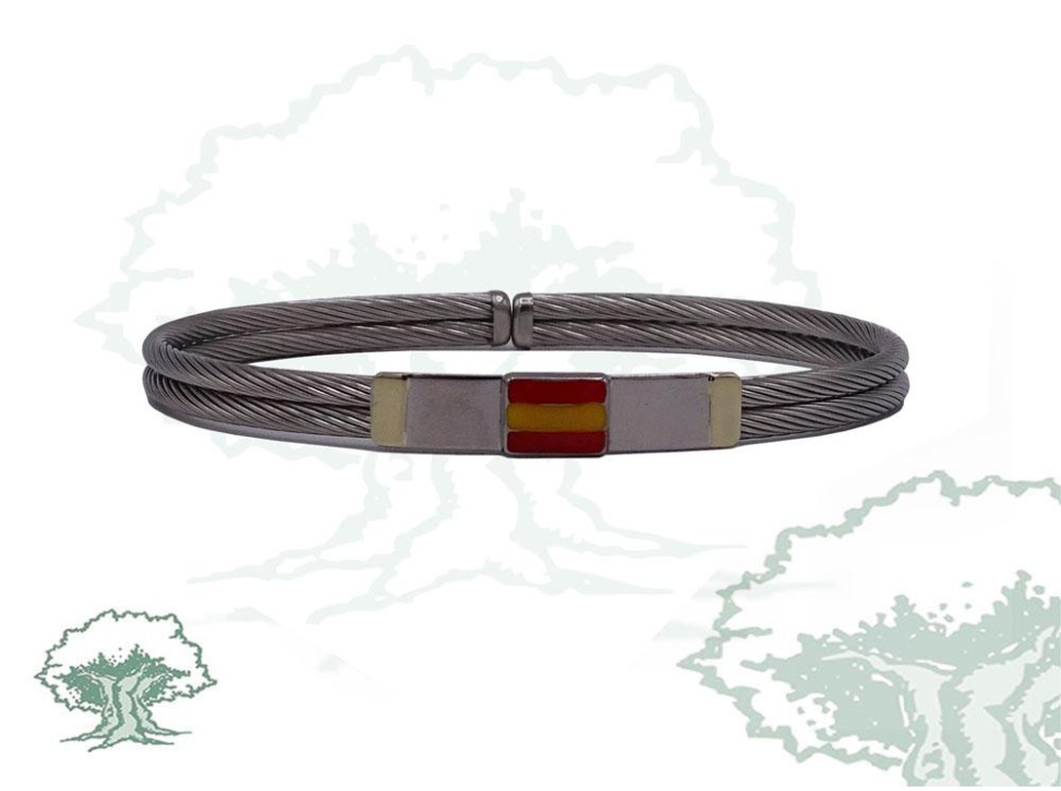 Pulsera plata media caña con bandera España hombre Pulsera plata media caña con bandera España hombre