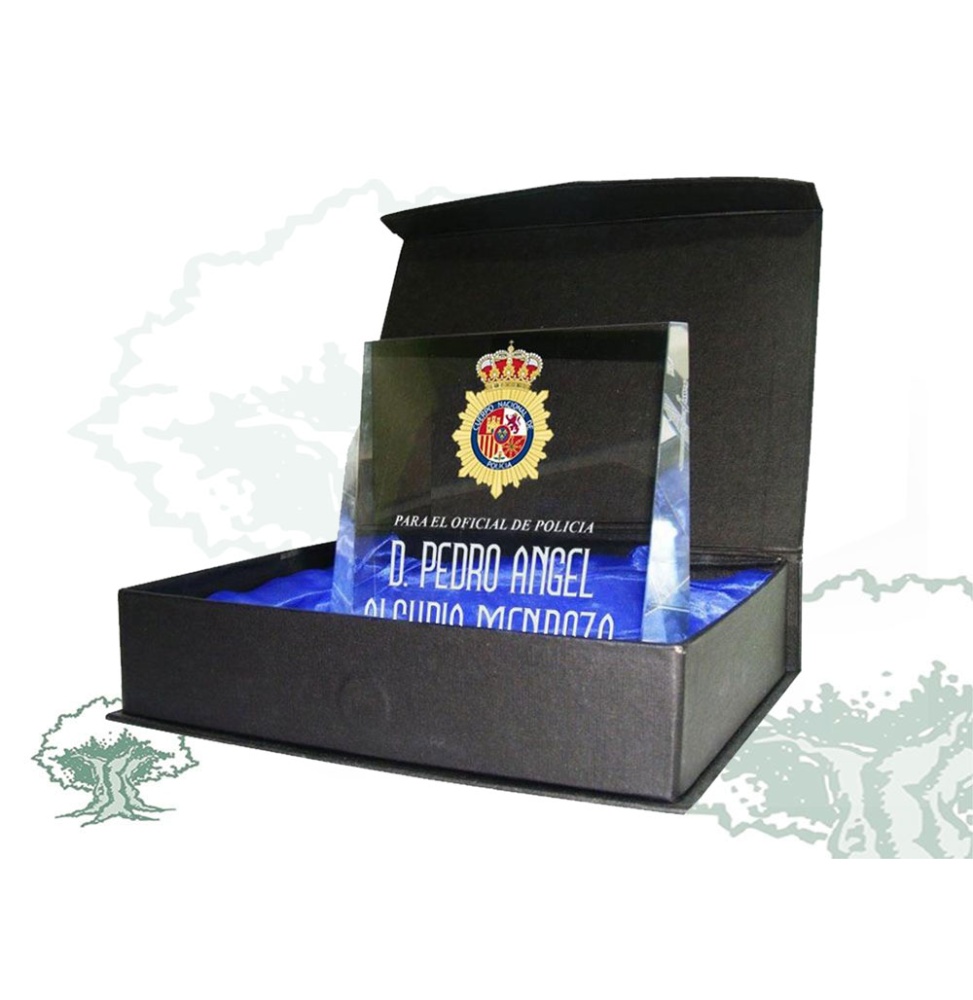 Placa dedicatoria de cuña horizontal Policía Nacional